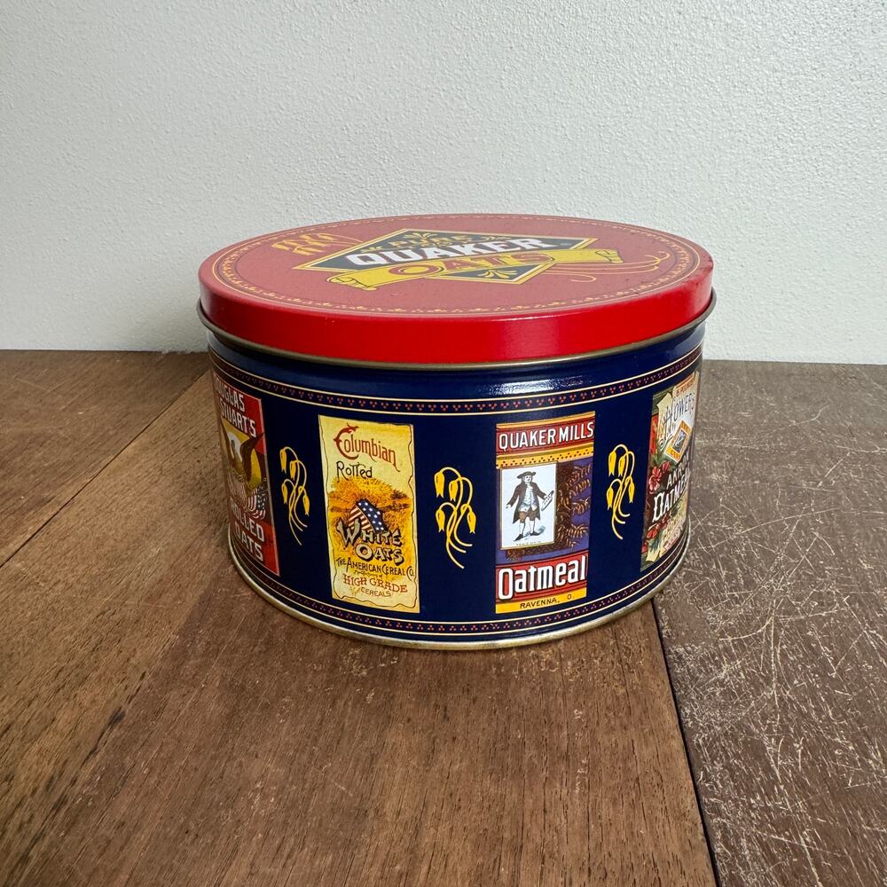 Quaker Oats 1983 VINTAGE Decorative storage tin Oatmeal Cookie‎ Recipe
